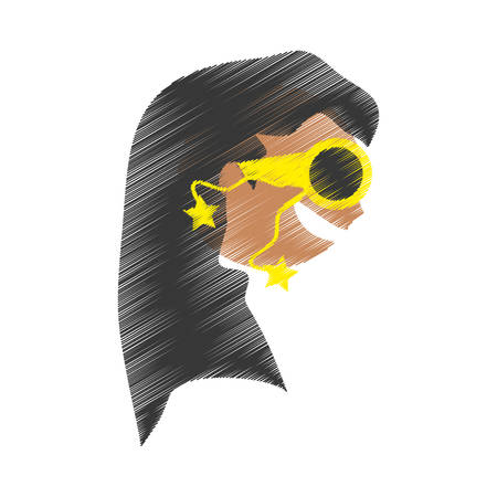 Woman wearing weird sunglasses illustration.のイラスト素材