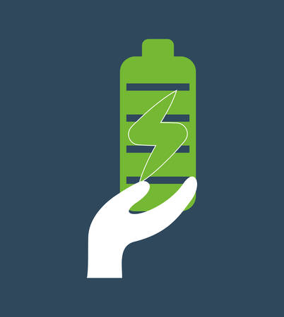 hand holding battery green vector illustration eps 10のイラスト素材