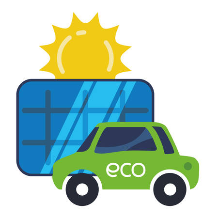 Eco car electric solar panel vector illustrationのイラスト素材