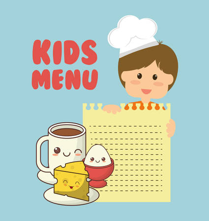 Kids menu boy ingredients food vector illustrationのイラスト素材