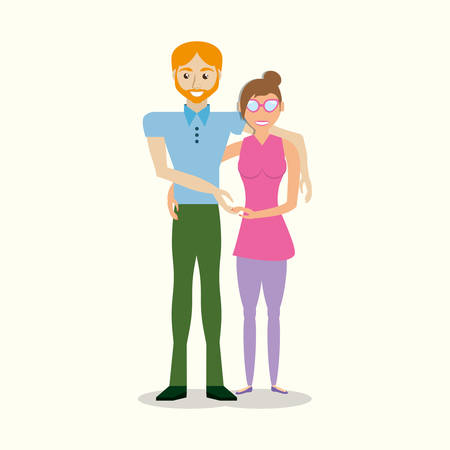 Beautiful couple romantic image vector illustrationのイラスト素材