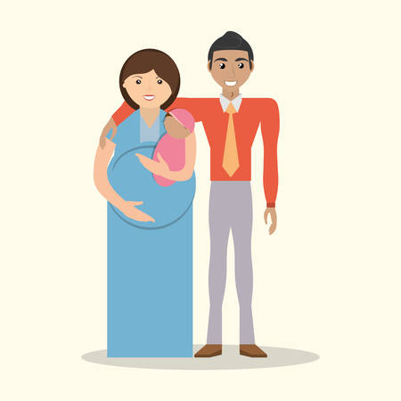 Family pregnant mom and baby vector illustrationのイラスト素材