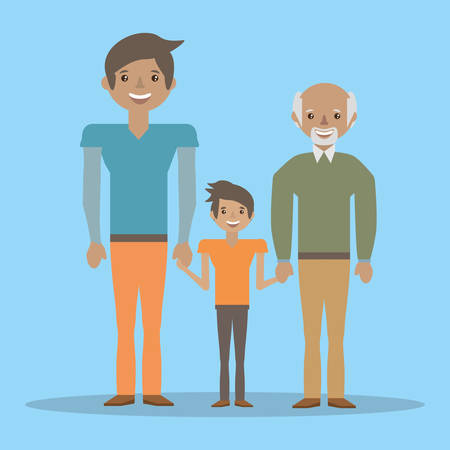family grandfather father and son lovelyのイラスト素材