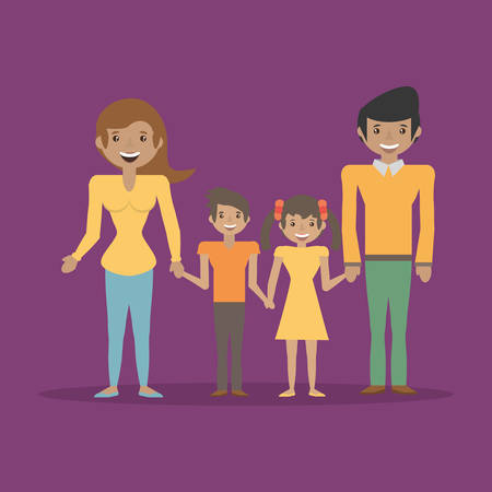 family parents childrens happy togetherのイラスト素材