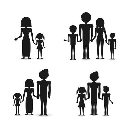 silhouette group people familyのイラスト素材