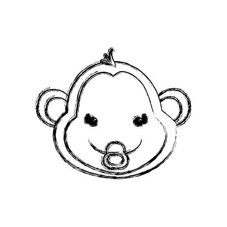 monkey cartoon drawing animal vector icon illustrationのイラスト素材