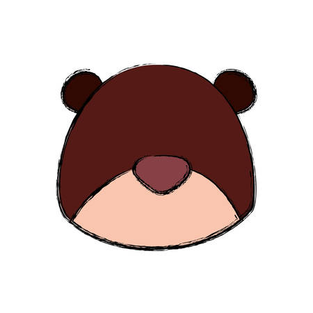 teddy bear cartoon infantile head vector icon illustration facelessのイラスト素材