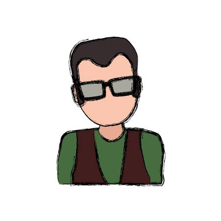 adult male avatar elder faceless vector icon illustrationのイラスト素材