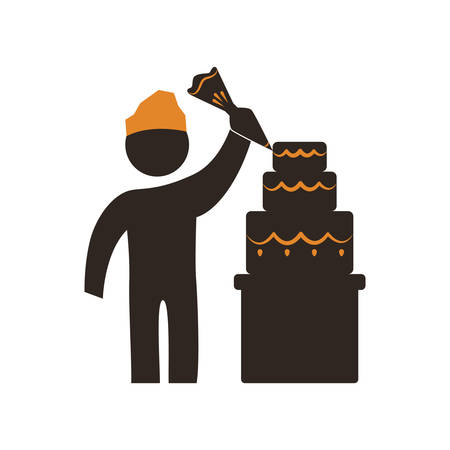 baker decorating cake vector icon illustration pictogramのイラスト素材
