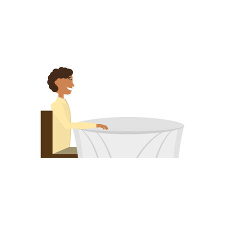 man sitting table waiting vector illustration eps 10のイラスト素材
