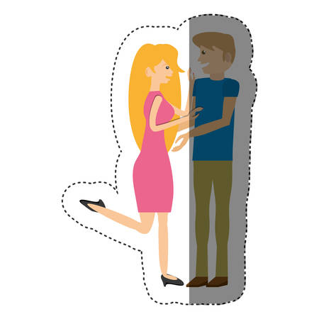 couple happy romantic shadow vector illustration eps 10のイラスト素材