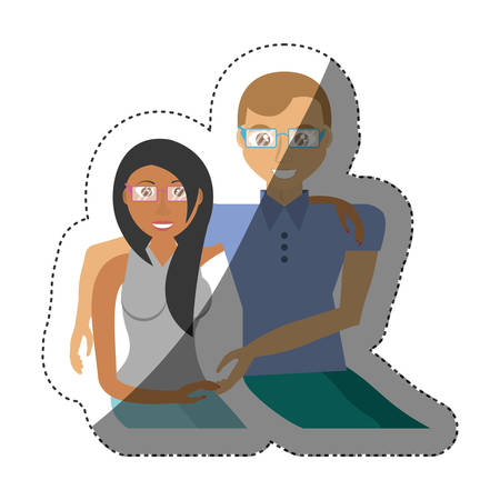 couple cheerful togetherness shadow vector illustration eps 10のイラスト素材