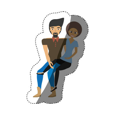 loving couple carrying girl romance shadow vector illustration eps 10のイラスト素材