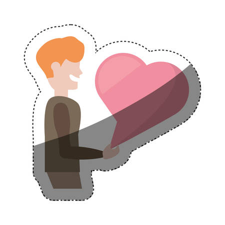 cartoon man with bubble heart speak shadow vector illustration eps 10のイラスト素材