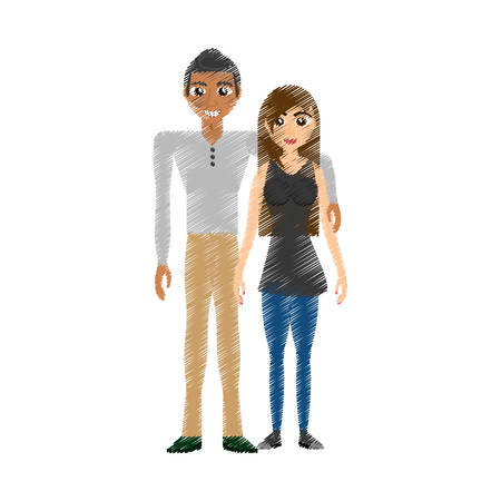 drawing couple embracing romantic vector illustration eps 10のイラスト素材