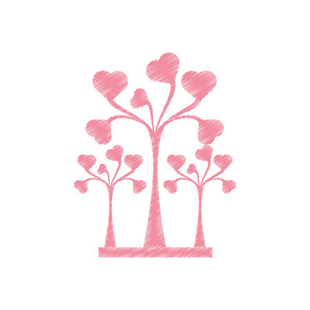 drawing pink trees heart delicate decorative vector illustration eps 10のイラスト素材