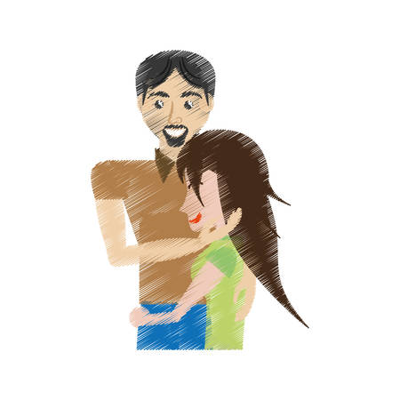 drawing couple caressing romantic vector illustration eps 10のイラスト素材