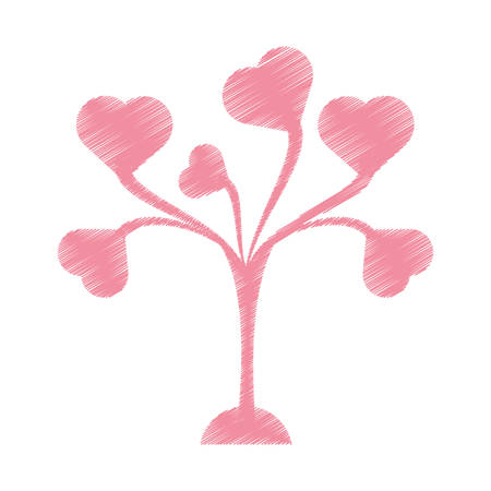 drawing pink tree leaves shape hearts lovely vector illustration eps 10のイラスト素材