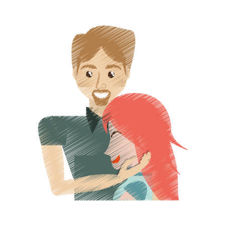 drawing man caress girl lovely vector illustration eps 10のイラスト素材