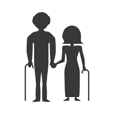 Pictogram couple elderly cane vector illustration eps 10.のイラスト素材