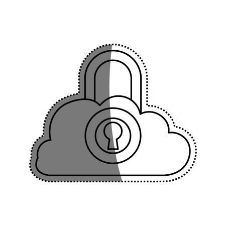 cloud padlock security vector icon illustration graphic designのイラスト素材