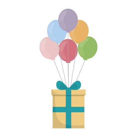 balloons and gift box icon over white background. colorful design. vector illustrationのイラスト素材