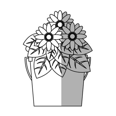 beautiful flowers in a pot icon over whtie background. vector illustrationのイラスト素材