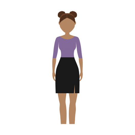 girl wearing casual clothes cartoon icon over white background. colorful design. vector illustrationのイラスト素材