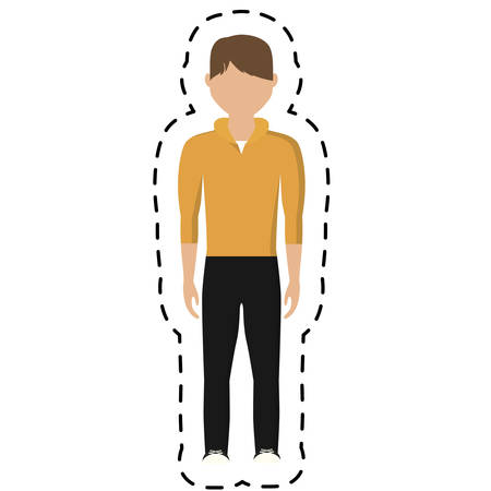 guy wearing casual clothes cartoon icon over white background. colorful design. vector illustrationのイラスト素材