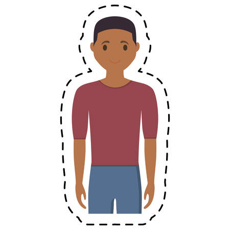 guy wearing casual clothes cartoon icon over white background. colorful design. vector illustrationのイラスト素材