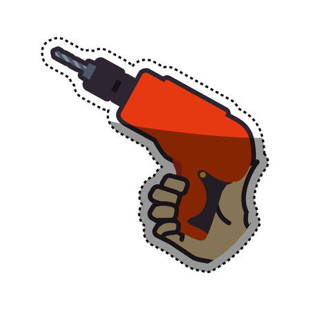 hand electric drill carpentry tool vector icon illustrationのイラスト素材