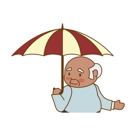 adult male umbrella elder vector icon illustrationのイラスト素材