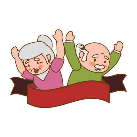 couple elder banner gesture vector icon illustrationのイラスト素材