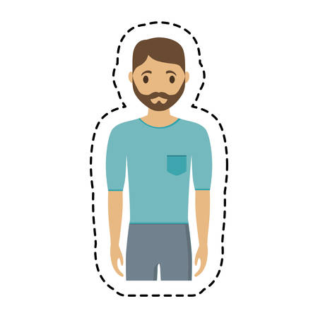 man wearing casual clothes, cartoon icon over white background. colorful design. vector illustrationのイラスト素材