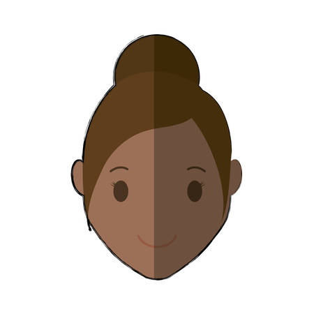 happy woman face  cartoon icon over white background. colorful design. vector illustrationのイラスト素材