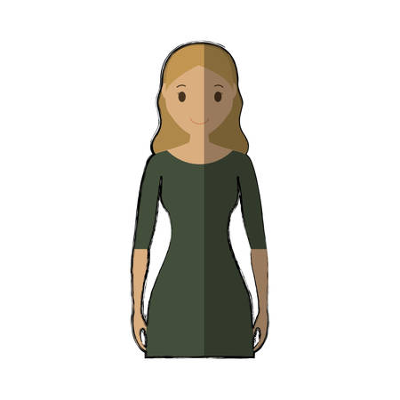 woman standing and wearing casual clothes, cartoon icon over white background. colorful design. vector illustrationのイラスト素材