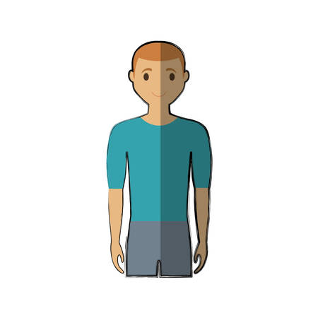 man standing and wearing casual clothes, cartoon icon over white background. colorful design. vector illustrationのイラスト素材
