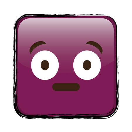 surprised cartoon face in square shape, icon over white background. colorful design. vector illustrationのイラスト素材
