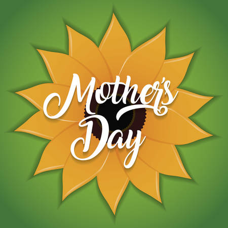 happy mother day card with beautiful flower icon over green background. colorful design. vector illustrationのイラスト素材