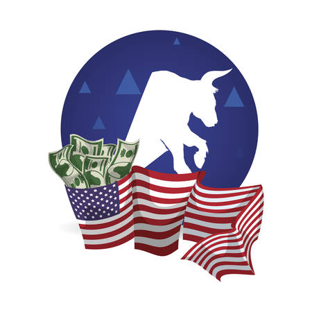 bull wall street money flag usa vector illustration eps 10のイラスト素材