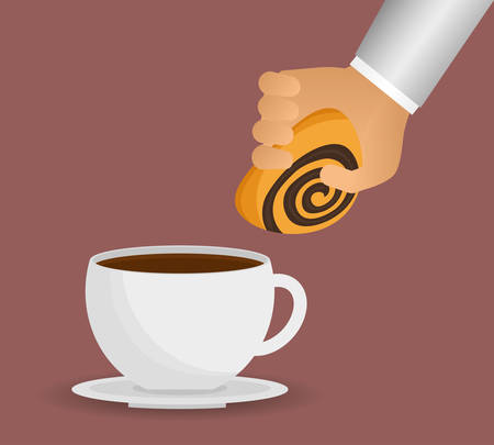 hand with coffee cup bread dessert vector illustration eps 10のイラスト素材