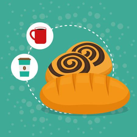 delicious bread biscuit bakery coffee vector illustration eps 10のイラスト素材