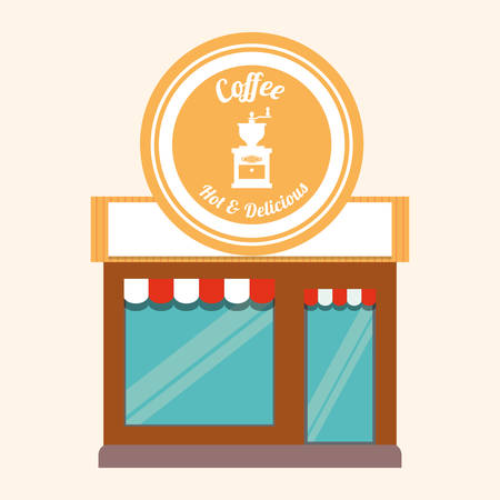 coffee shop hot and delicious facade vector illustrationのイラスト素材