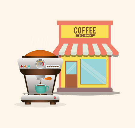 coffee shop machine maker product illustration eps 10のイラスト素材
