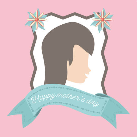happy mothers day card woman figure decoration vector illustrationのイラスト素材