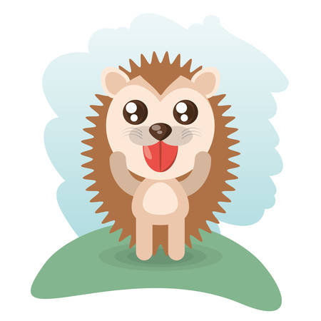 cute hedgehog animal wildlife vector illustrationのイラスト素材