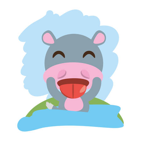 cute hippopotamus animal winking vector illustration eps 10のイラスト素材