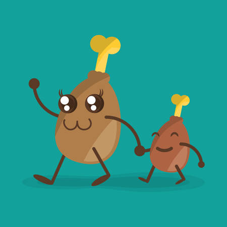 kawaii thigh chicken fun characters fast food vector illustration eps 10のイラスト素材