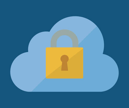 Cloud and padlock icon. Security system warning and protection theme. Colorful design. Vector illustrationのイラスト素材