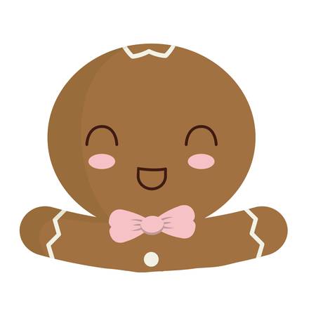 cute ginger cookie icon over white background. colorful design. vector illustrationのイラスト素材